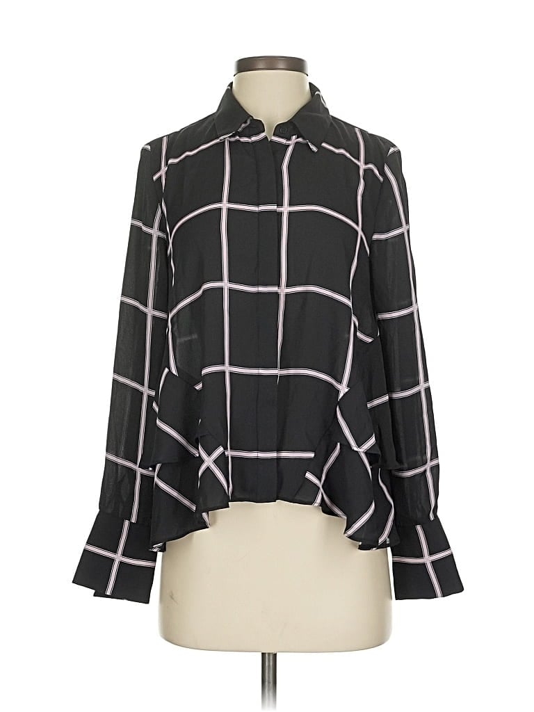 Pre-owned Inc International Concepts Long Sleeve Blouse In Black