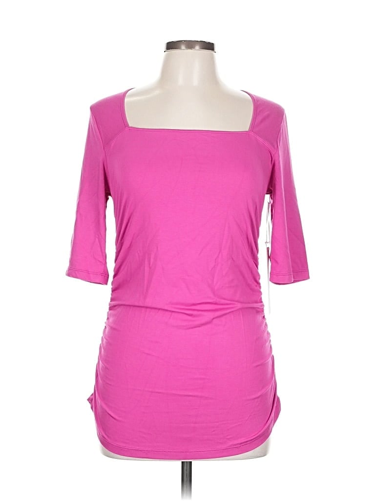 Kiragrace 3/4 Sleeve Top Pink Scoop Neck Tops In Pink