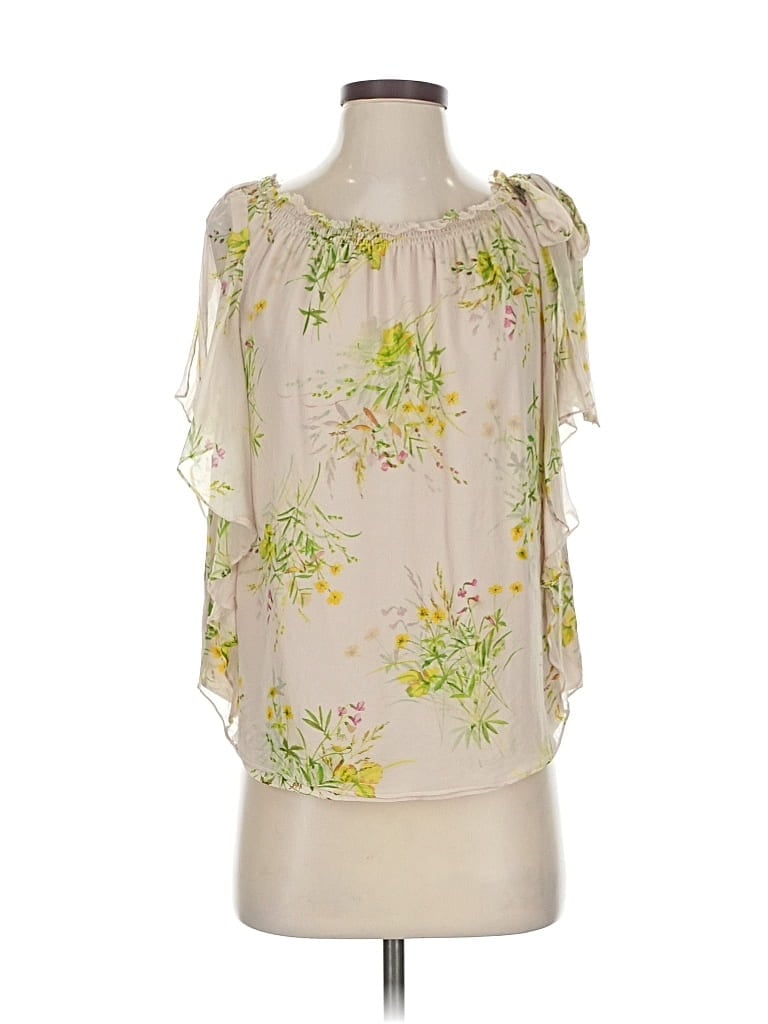 Pre-owned A Loves A Sleeveless Silk Top Ivory Strapless Neckline Tops In White