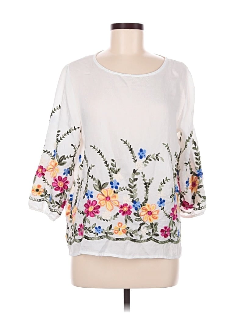 Pre-owned Ana & Rose 3/4 Sleeve Blouse In White