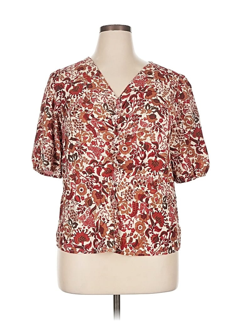 SAM EDELMAN Pre-owned Short Sleeve Blouse In Burgundy