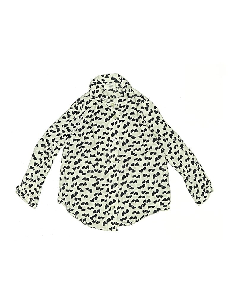 Pre-owned Crewcuts Outlet Kids' 3/4 Sleeve Blouse In White