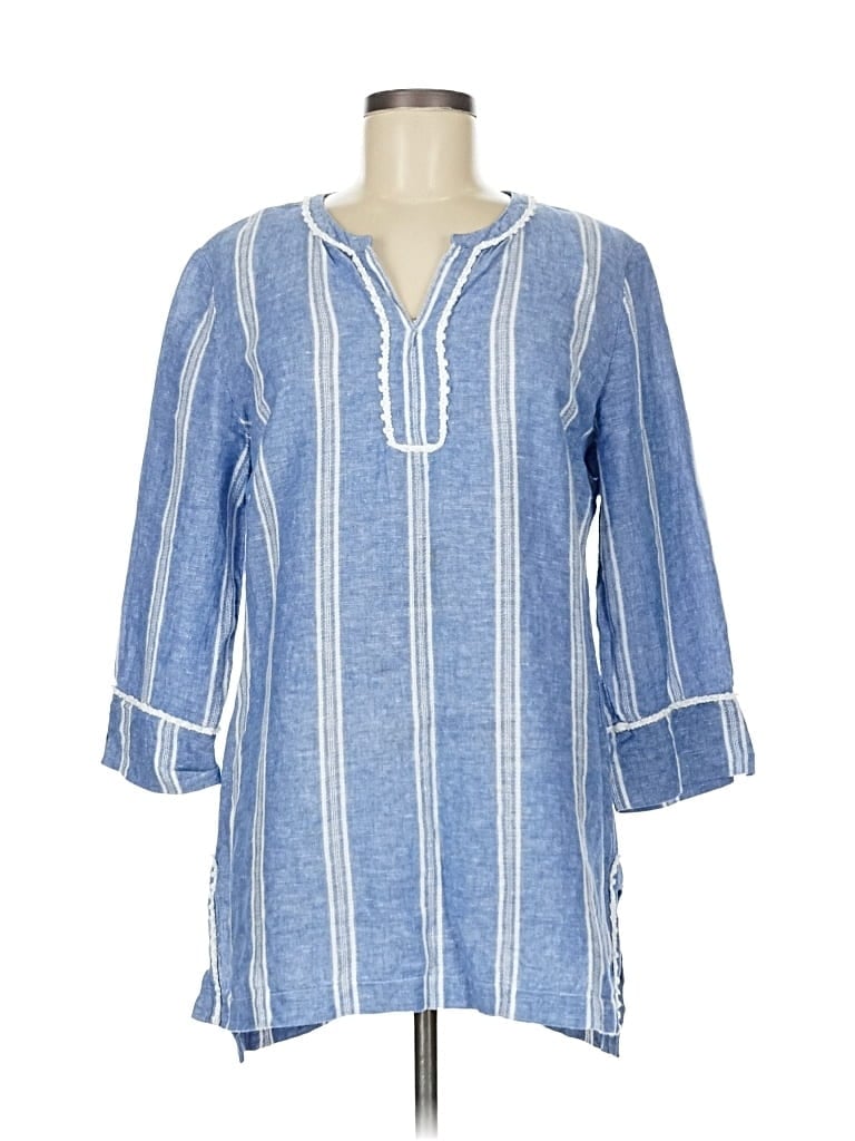 Pre-owned Nautica 3/4 Sleeve Blouse In Blue