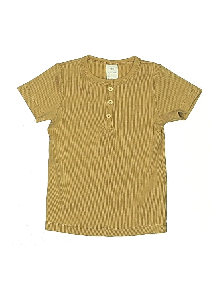 Pre-owned H&m Kids' Short Sleeve Henley Shirt In Gold
