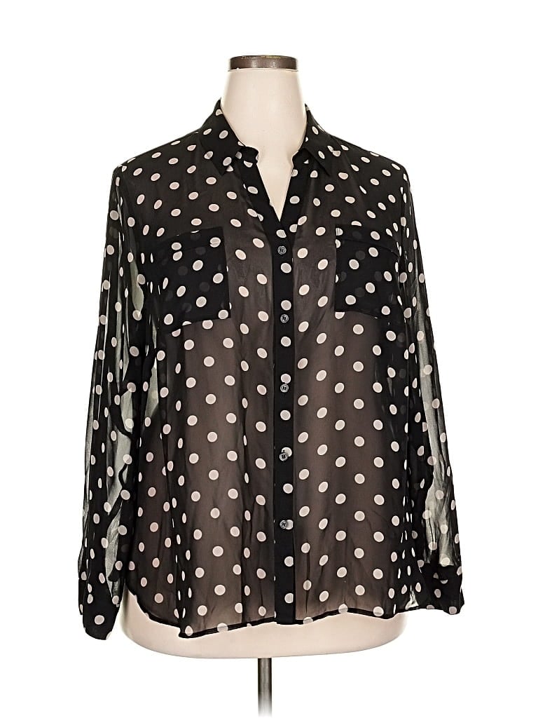 Pre-owned Coldwater Creek Long Sleeve Blouse In Black