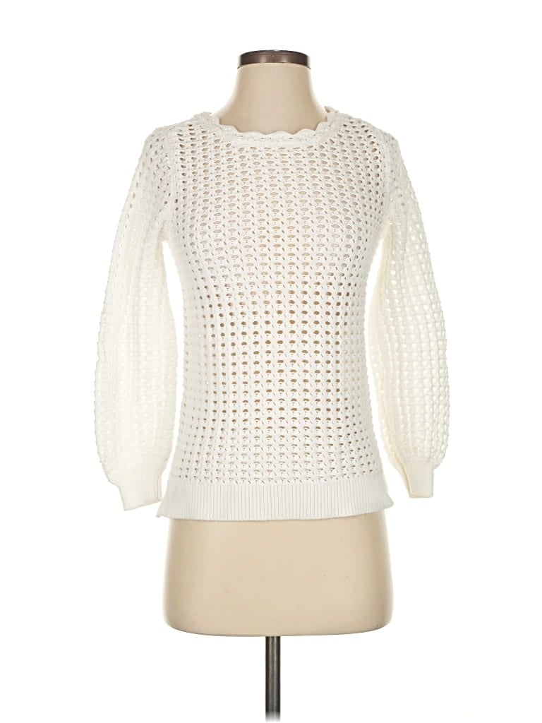 Pre-owned Ann Taylor Loft Pullover Sweater In White