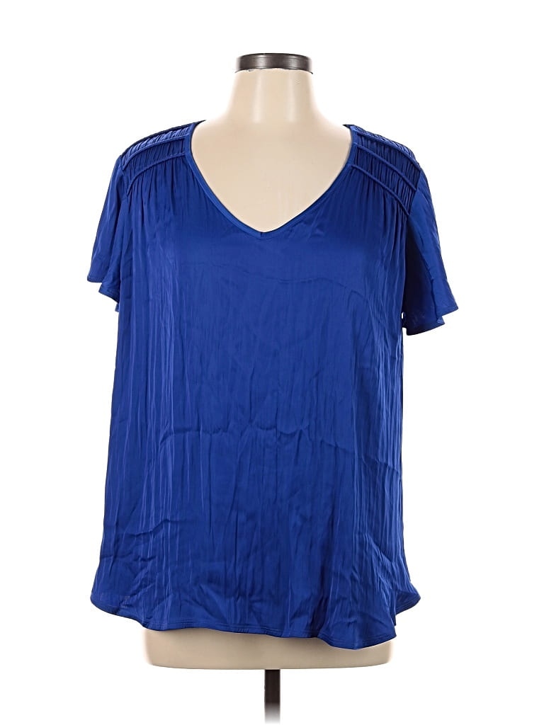 LANE BRYANT Pre-owned Short Sleeve Blouse In Blue