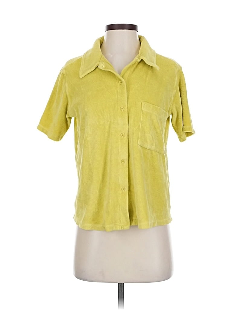 Pre-owned Monrow Short Sleeve Blouse In Yellow