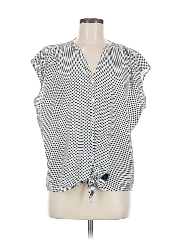 Pre-owned Ann Taylor Loft Outlet Short Sleeve Blouse In Gray