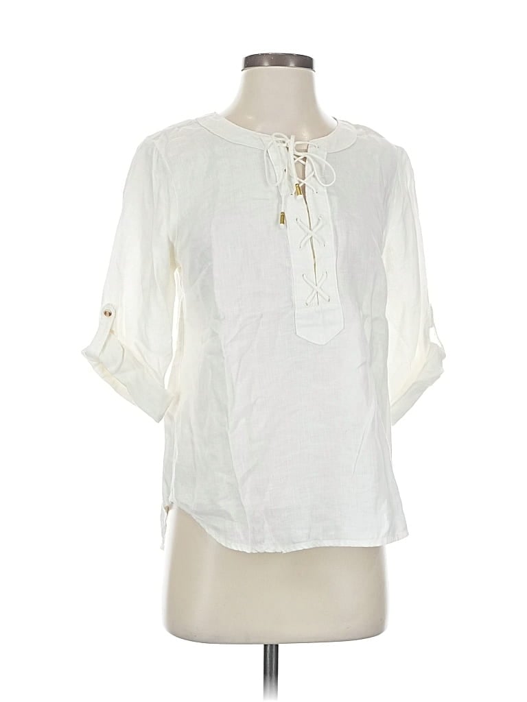 Pre-owned Maeve By Anthropologie 3/4 Sleeve Blouse In White