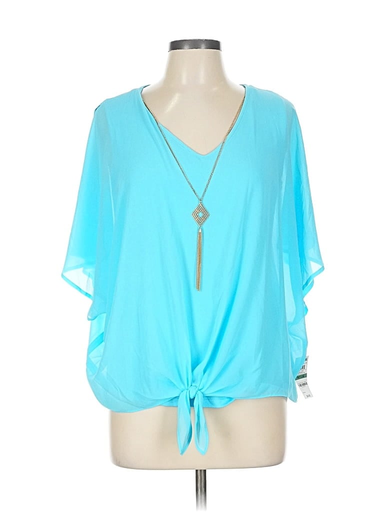 Jm Collection Short Sleeve Blouse In Brown