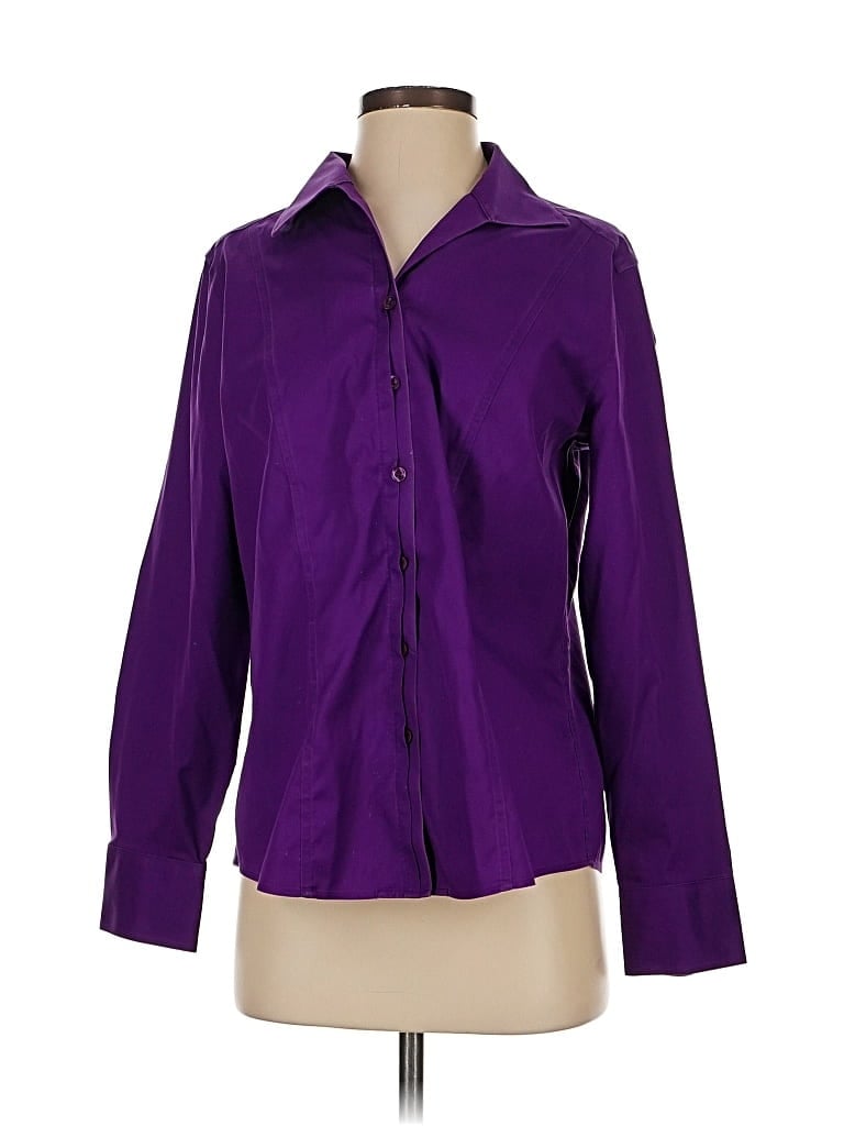 Pre-owned Chico's Long Sleeve Button Down Shirt In Purple