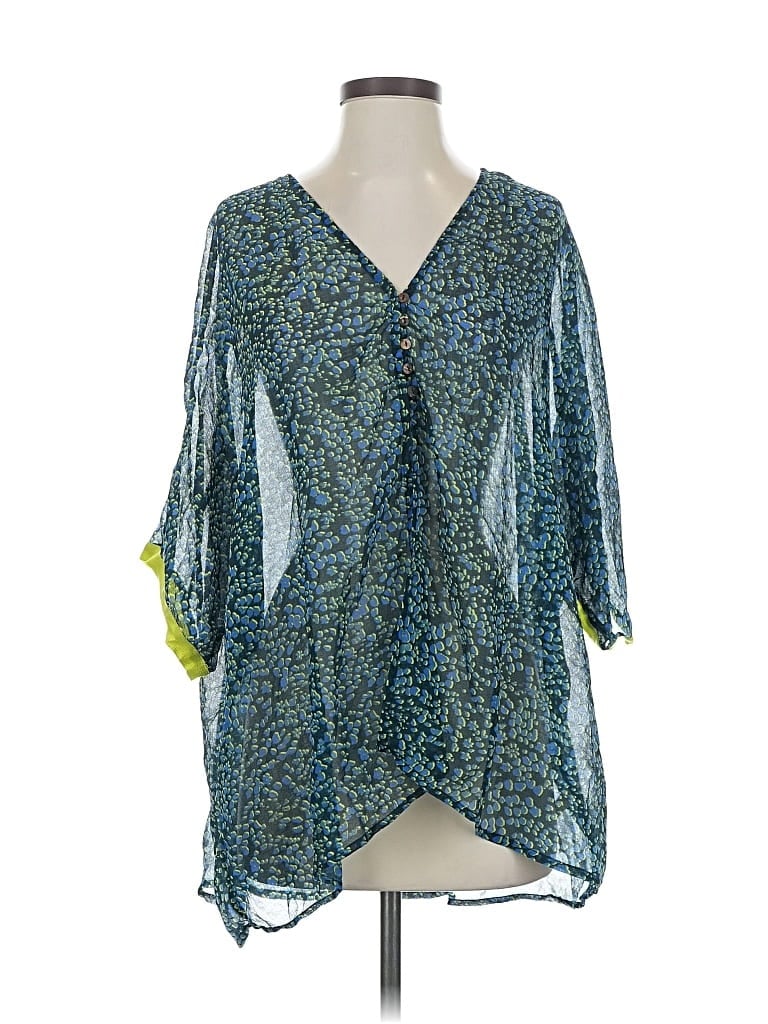 Intimately By Free People 3/4 Sleeve Blouse In Blue