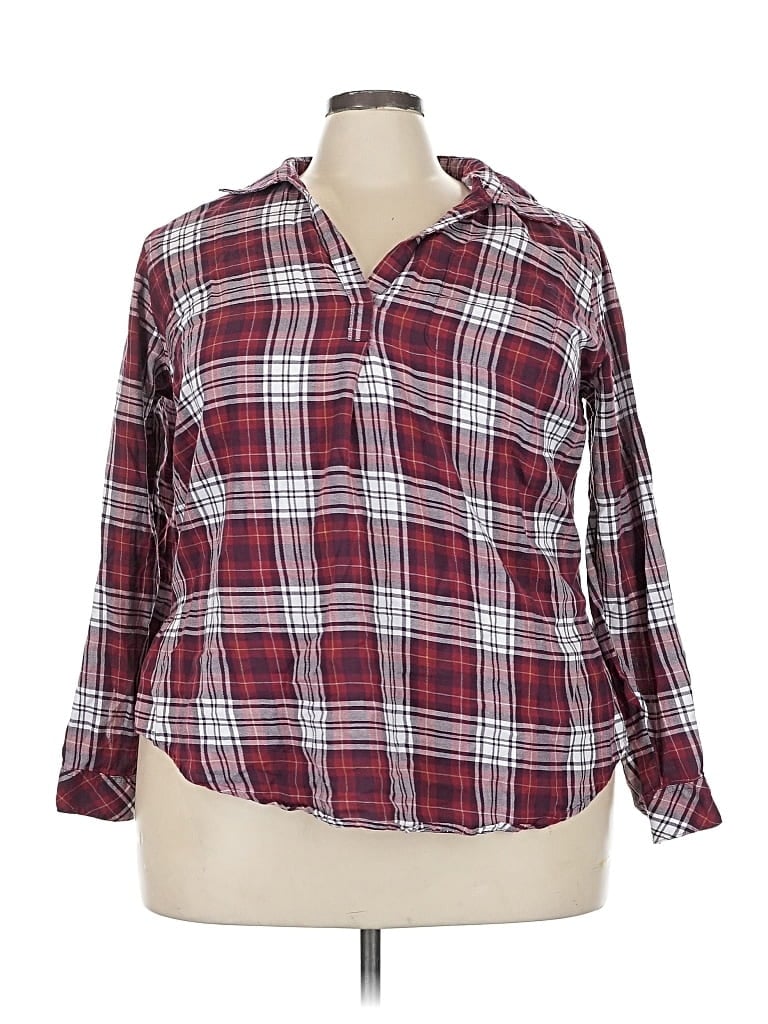 Pre-owned Torrid 3/4 Sleeve Blouse In Burgundy