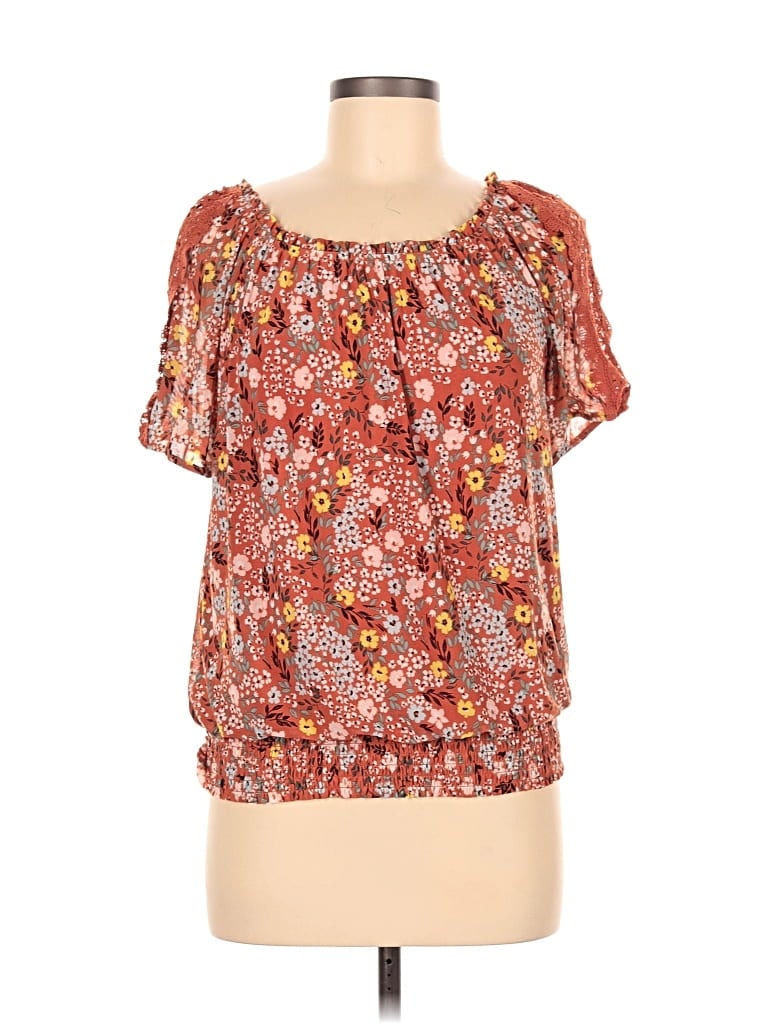 Pre-owned I.n. Studio Short Sleeve Blouse In Orange
