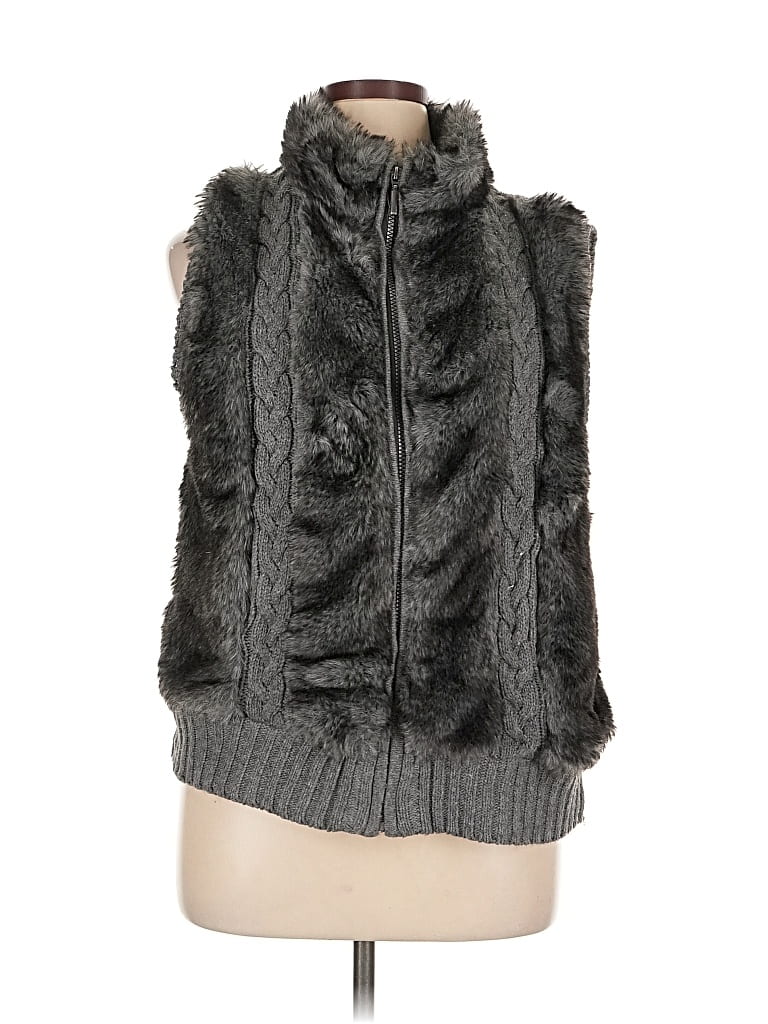 Pre-owned Dressbarn Faux Fur Vest In Gray
