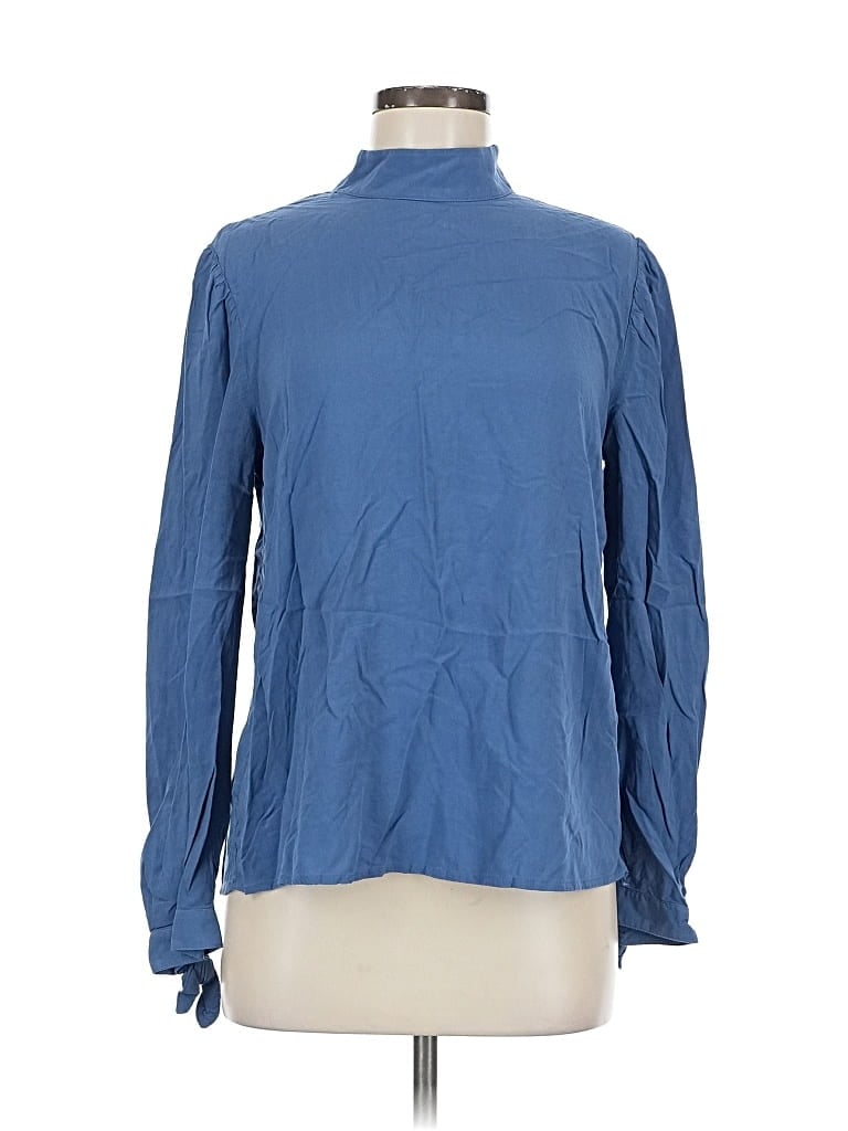 Pre-owned Ann Taylor Loft Outlet Long Sleeve Blouse In Blue