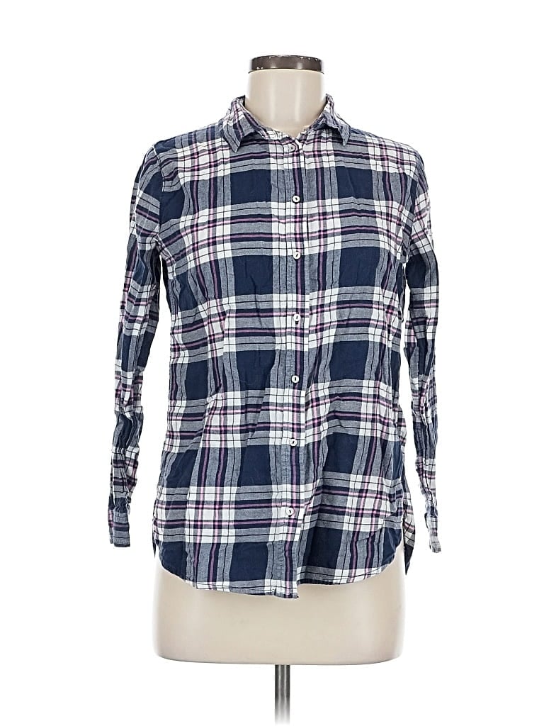 Pre-owned H&m Long Sleeve Button Down Shirt In Blue