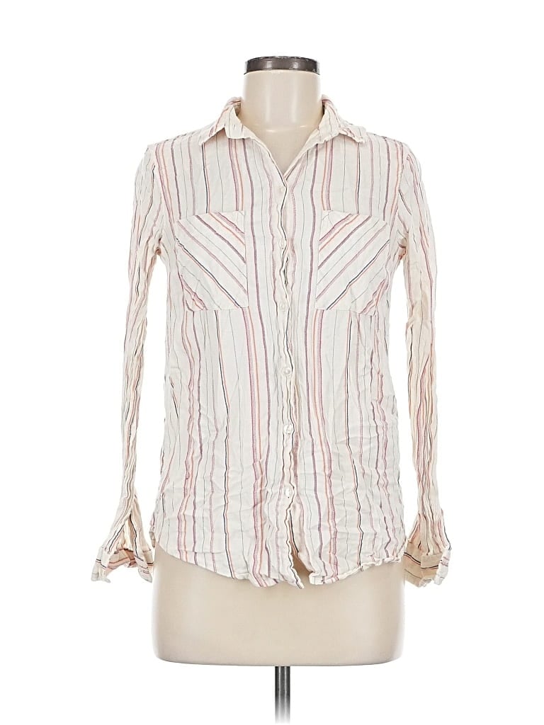 Pre-owned Asos Design Long Sleeve Button Down Shirt In White