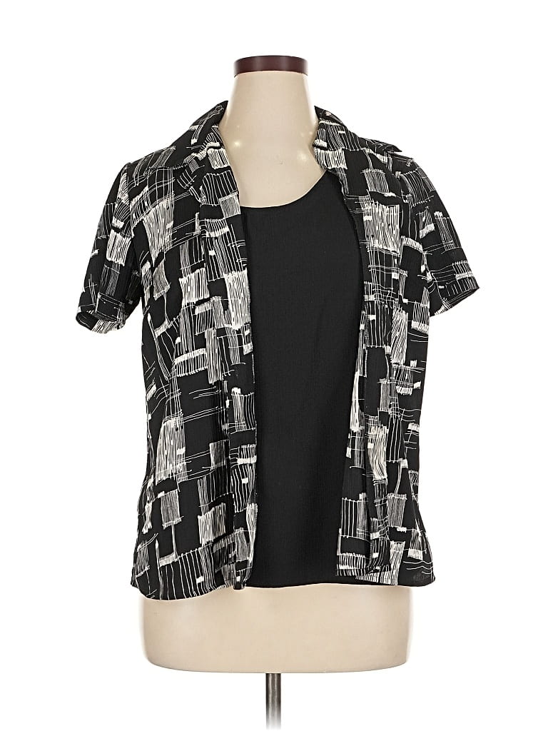 NOTATIONS Pre-owned Short Sleeve Blouse In Black