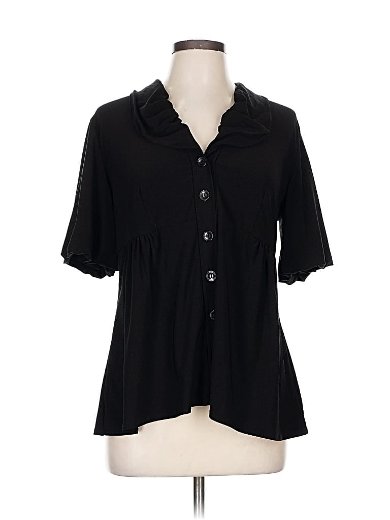 Pre-owned New Directions Short Sleeve Blouse In Black