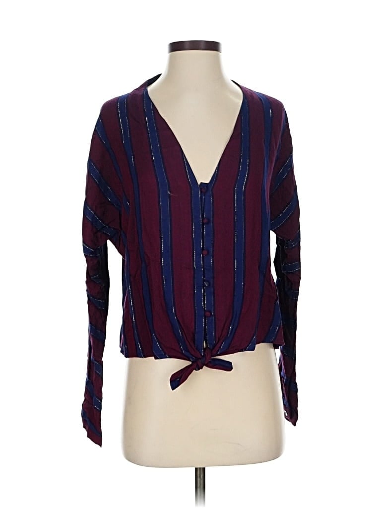 Pre-owned Rails Long Sleeve Blouse In Burgundy