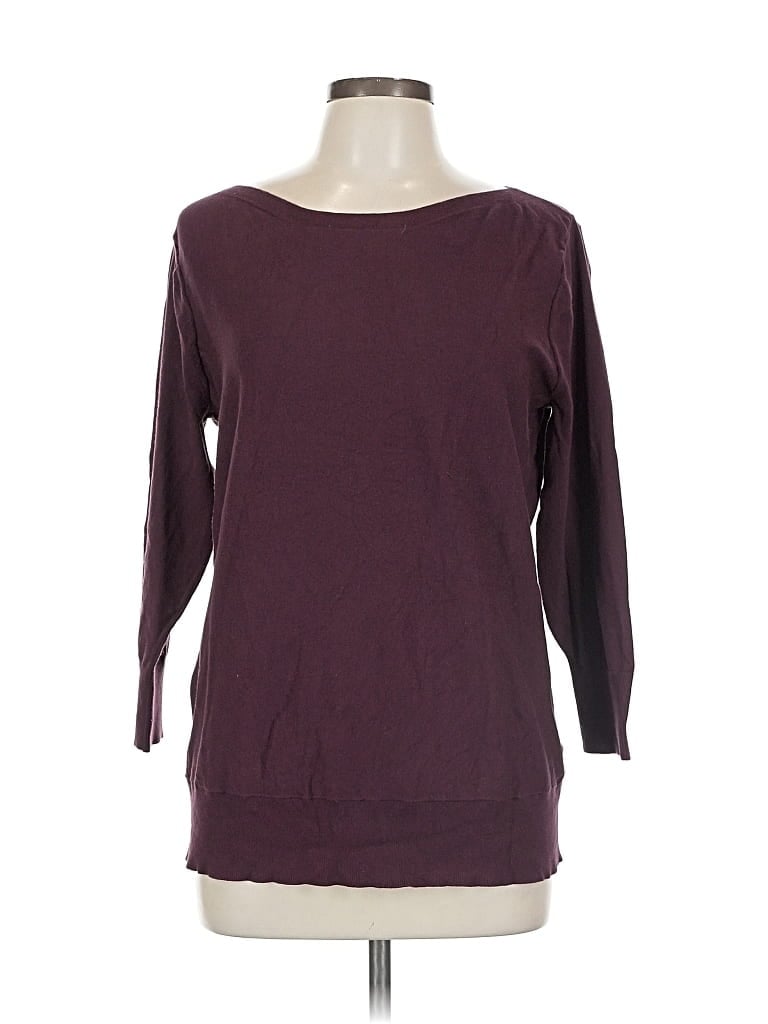 Pre-owned Halogen 3/4 Sleeve Top Burgundy Boatneck Tops