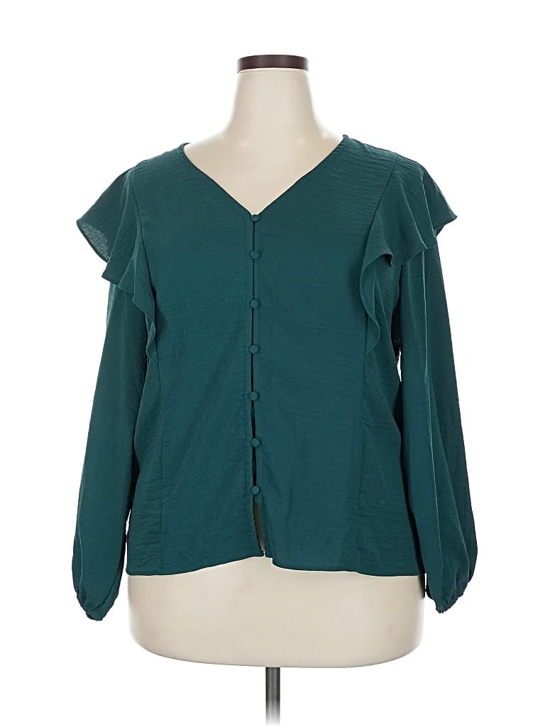 Pre-owned Nine West Long Sleeve Blouse In Blue