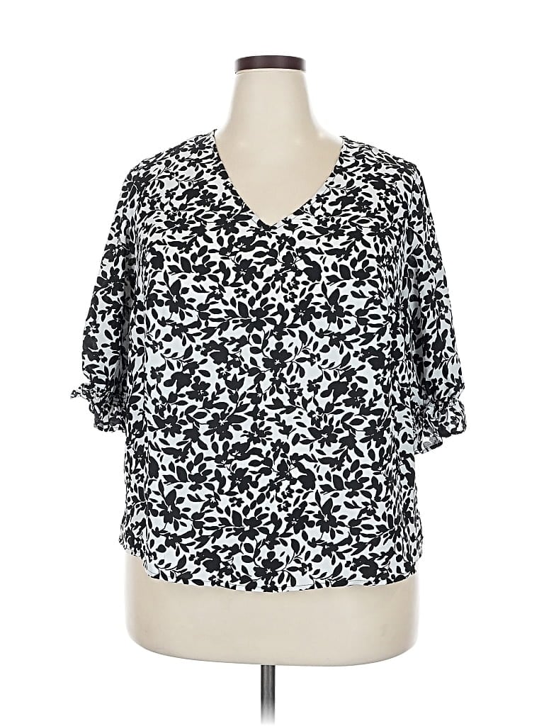 Pre-owned Well Worn 3/4 Sleeve Blouse In Black