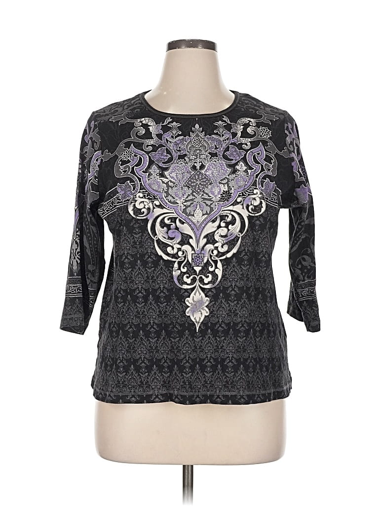 Pre-owned Dressbarn 3/4 Sleeve T-shirt In Black