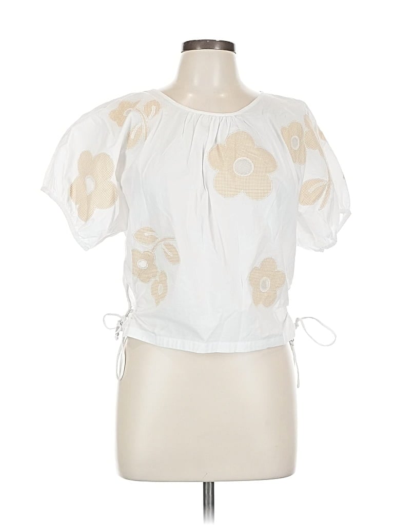 Pre-owned Madewell Short Sleeve Blouse In White