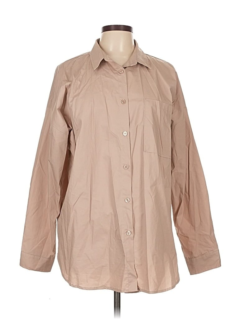 Pre-owned Acoa Collection Long Sleeve Button Down Shirt In Brown