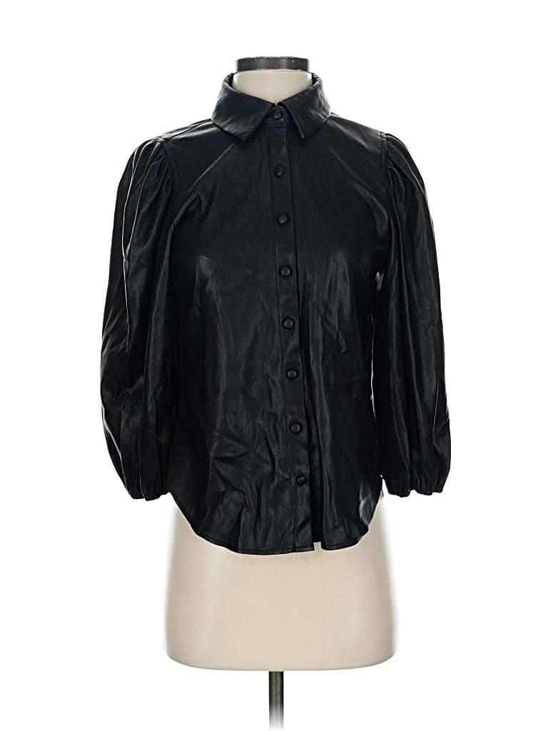 Pre-owned Marc New York Andrew Marc 3/4 Sleeve Button Down Shirt In Black