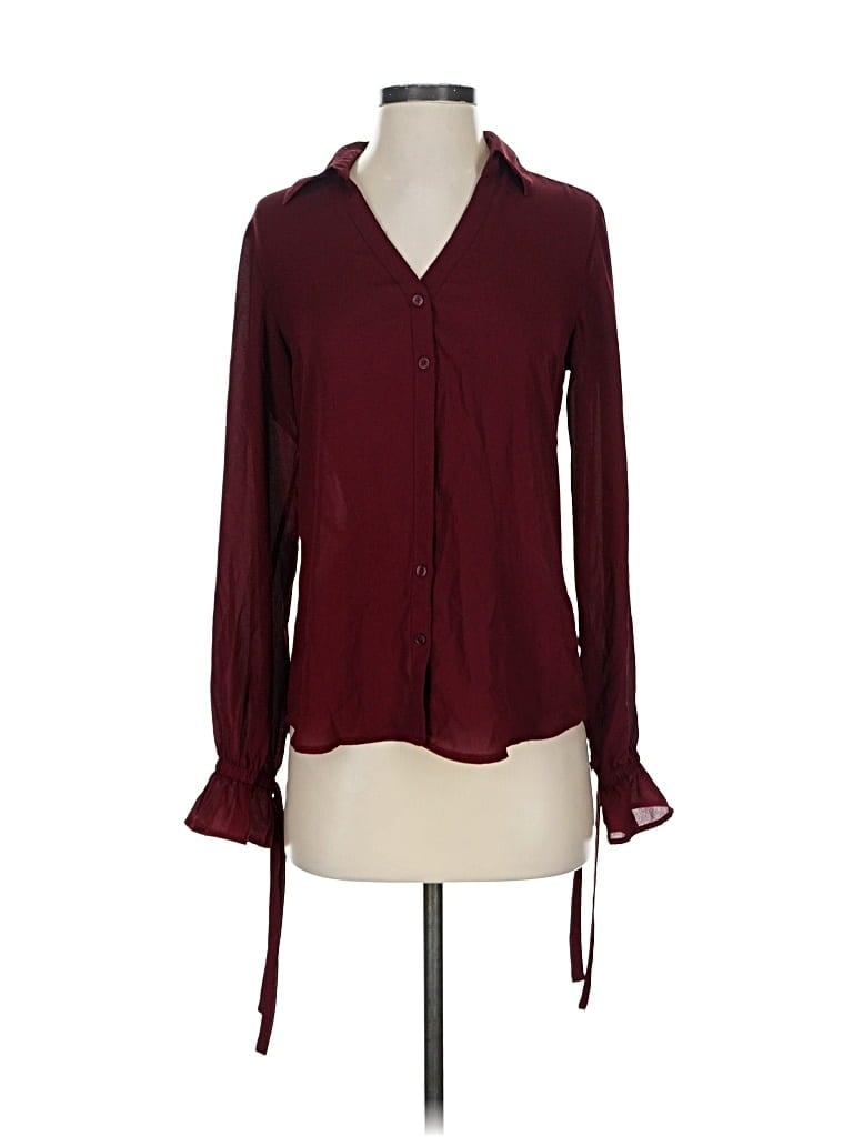 EXPRESS Pre-owned Long Sleeve Blouse In Burgundy