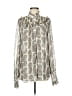 Topshop 100% Polyester Paisley Ivory Tan Long Sleeve Blouse Size 8 - photo 1