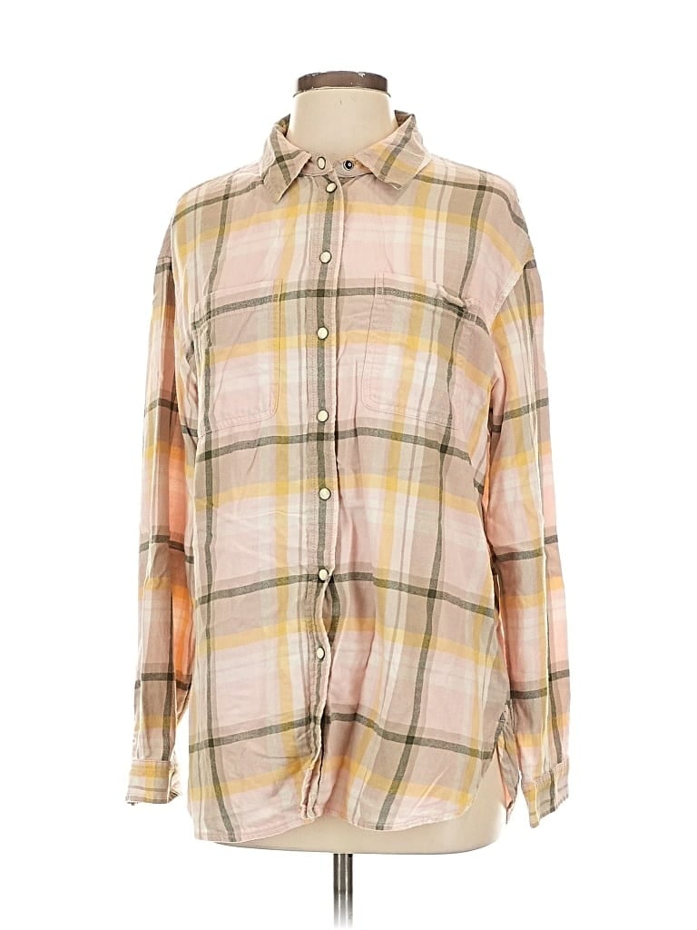 Pre-owned American Eagle Outfitters Long Sleeve Button Down Shirt In Brown