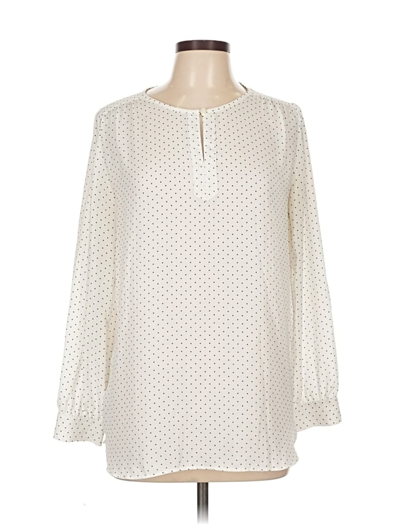 Pre-owned Ann Taylor Loft Long Sleeve Blouse In White