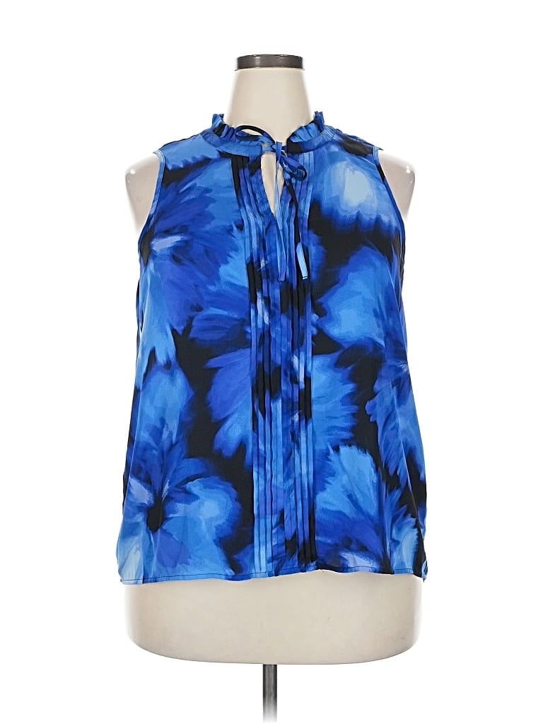 Pre-owned Simply Vera Vera Wang Sleeveless Blouse In Blue