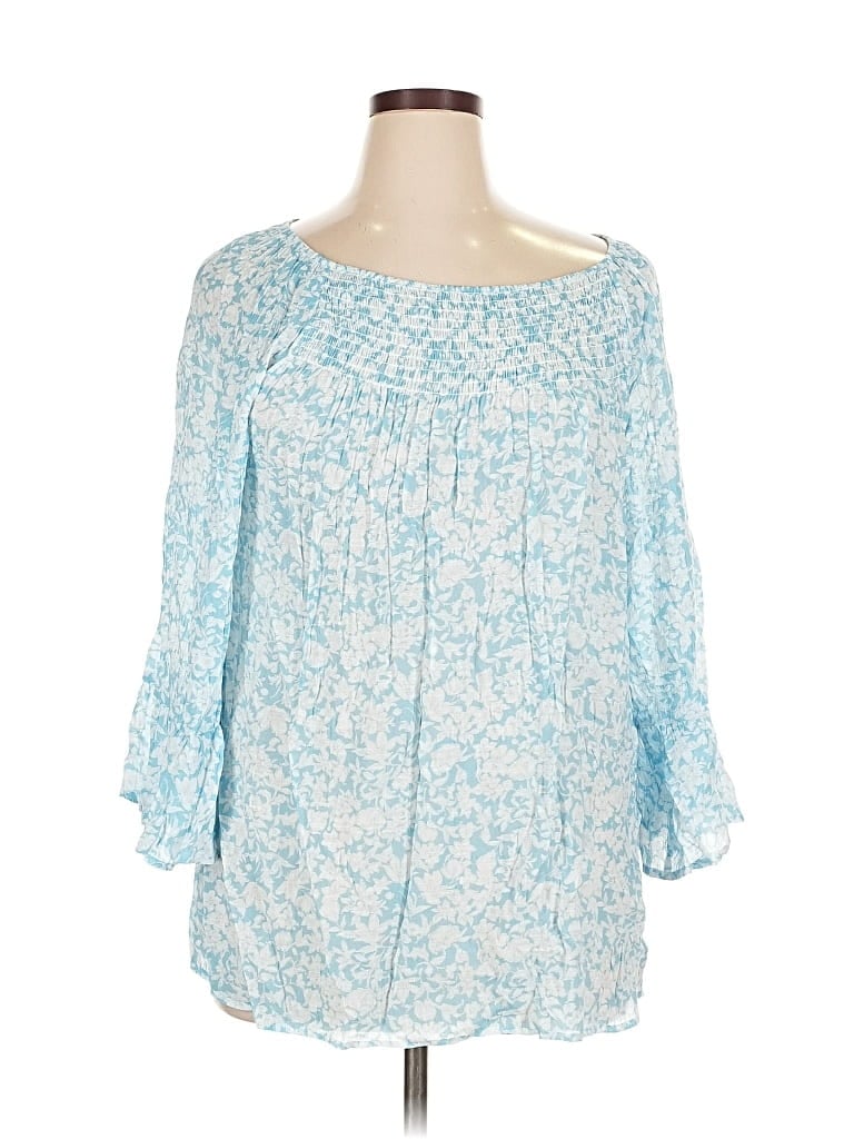 Pre-owned Counterparts 3/4 Sleeve Blouse In Blue