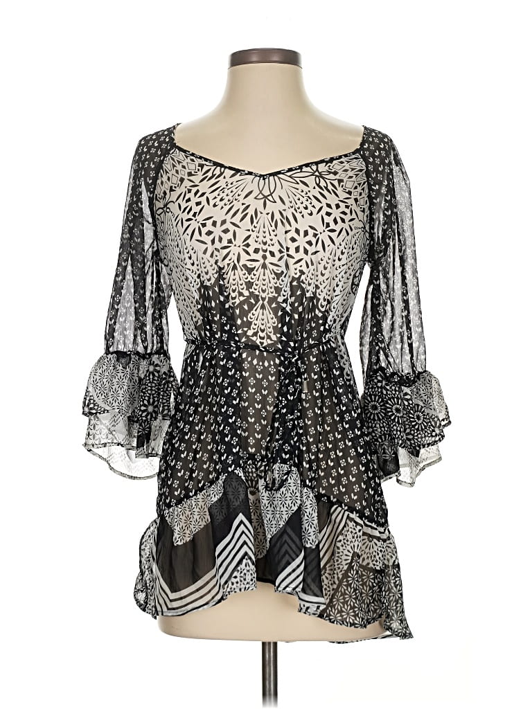 Pre-owned Jessica Simpson 3/4 Sleeve Blouse In Silver