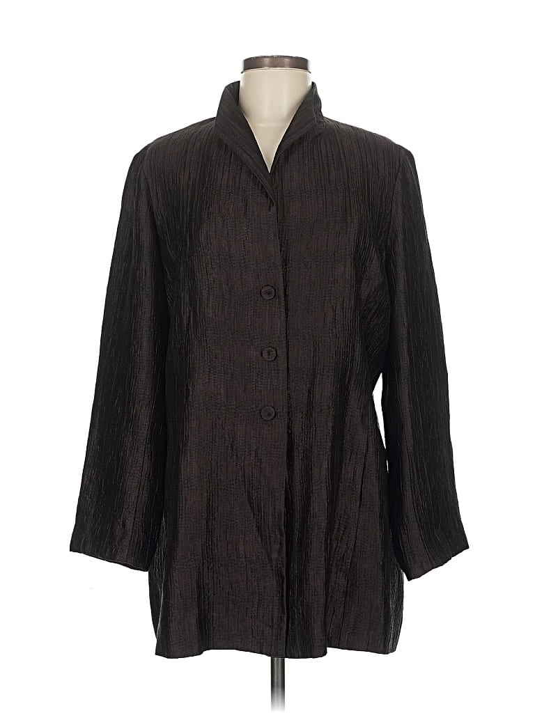 Pre-owned Eileen Fisher Coat In Black