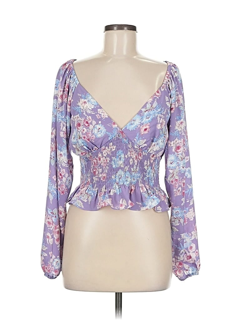 WAYF Pre-owned 3/4 Sleeve Blouse In Purple