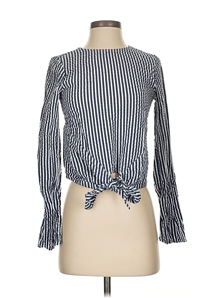 Pre-owned H&m Long Sleeve Blouse In Blue