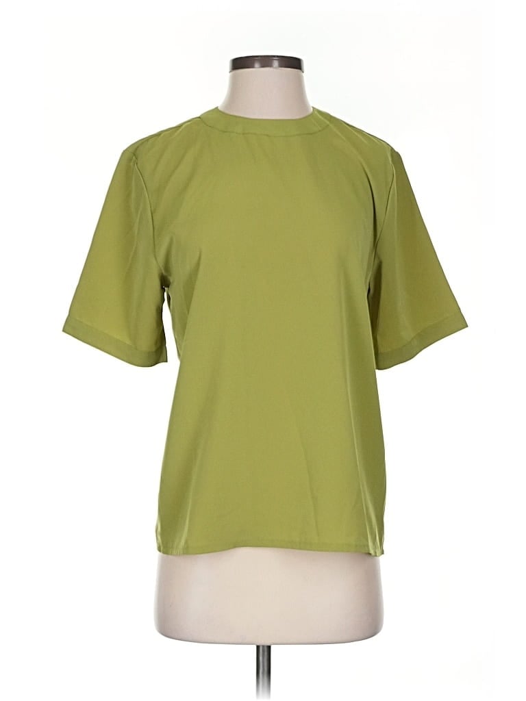 WORTHINGTON Pre-owned Short Sleeve Top Green Mock Neckline Tops