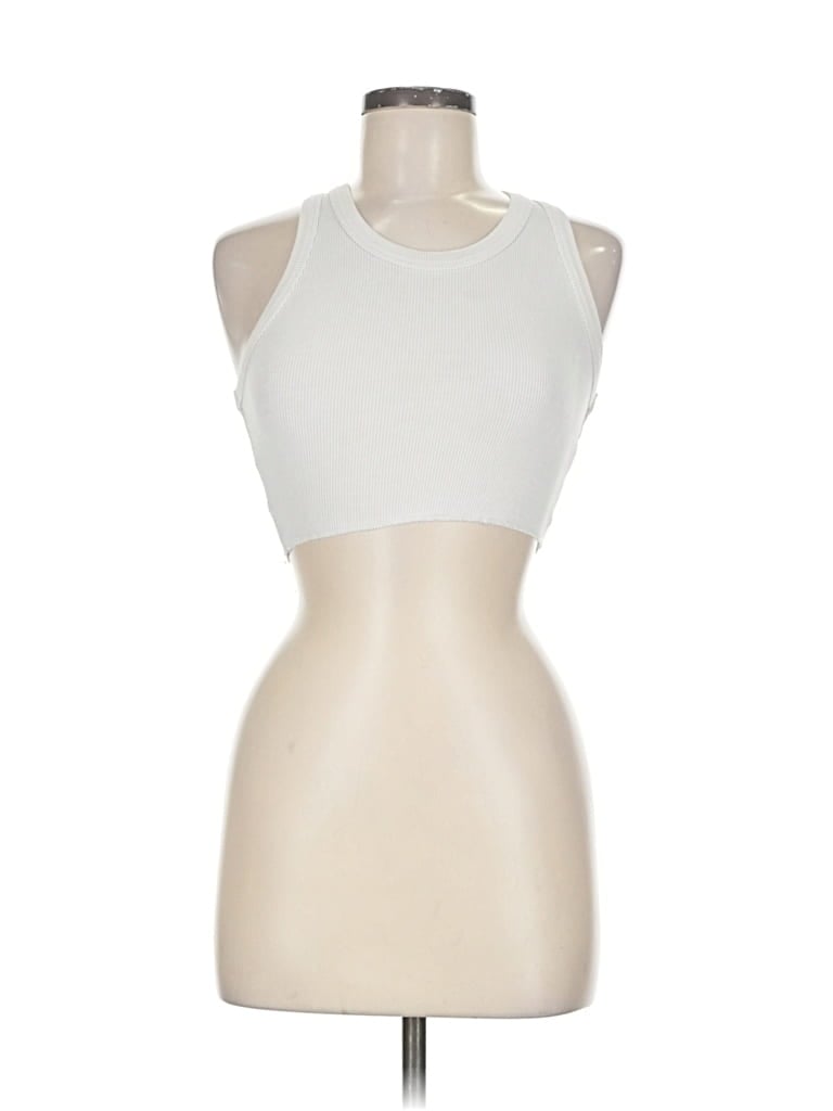 KATIE J NYC Pre-owned Tank Top Ivory Halter Neckline Tops In White
