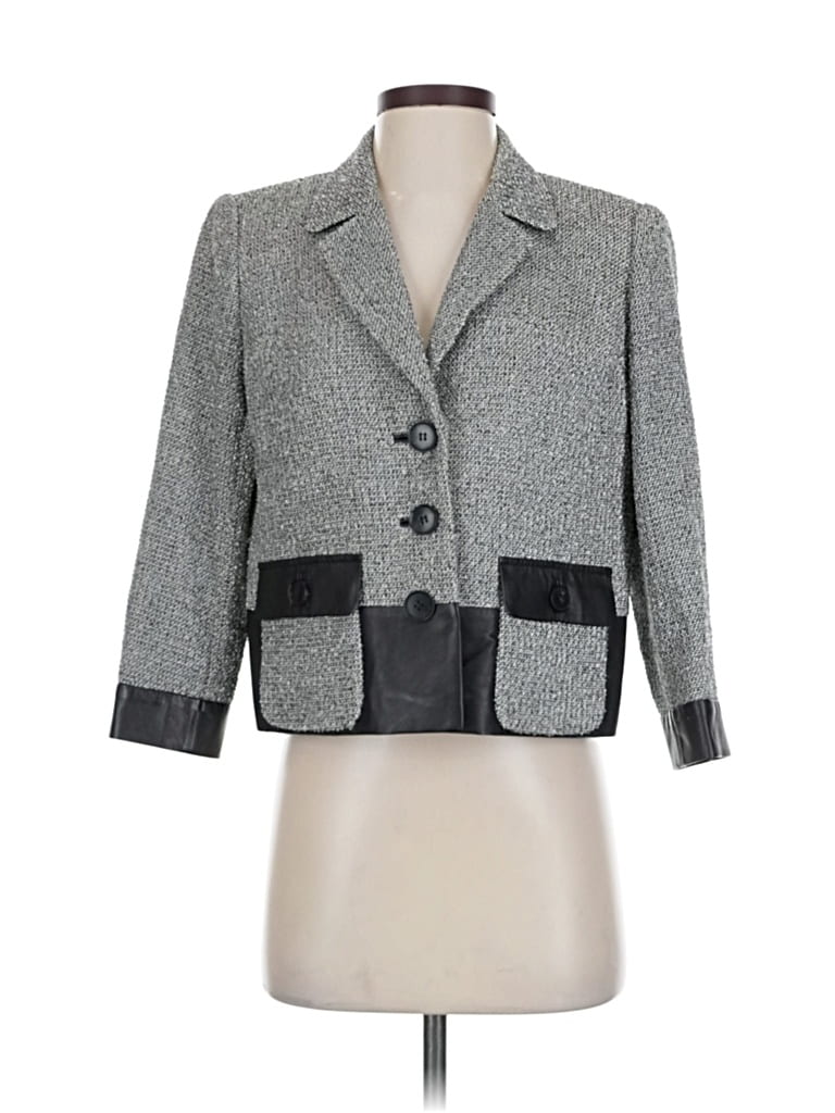 Pre-owned Lafayette 148 Blazer Jacket In Gray