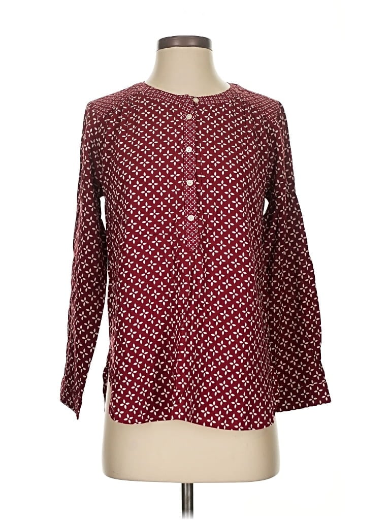 Pre-owned Ann Taylor Loft Long Sleeve Blouse In Burgundy