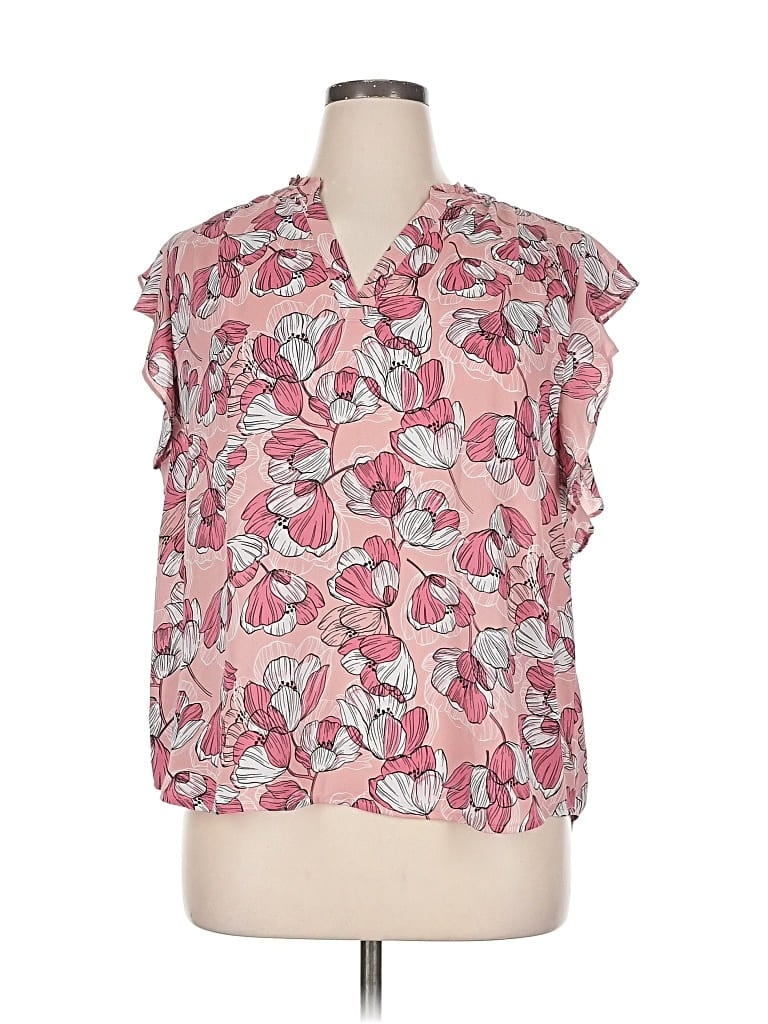 Pre-owned Liz Claiborne Short Sleeve Blouse In Pink