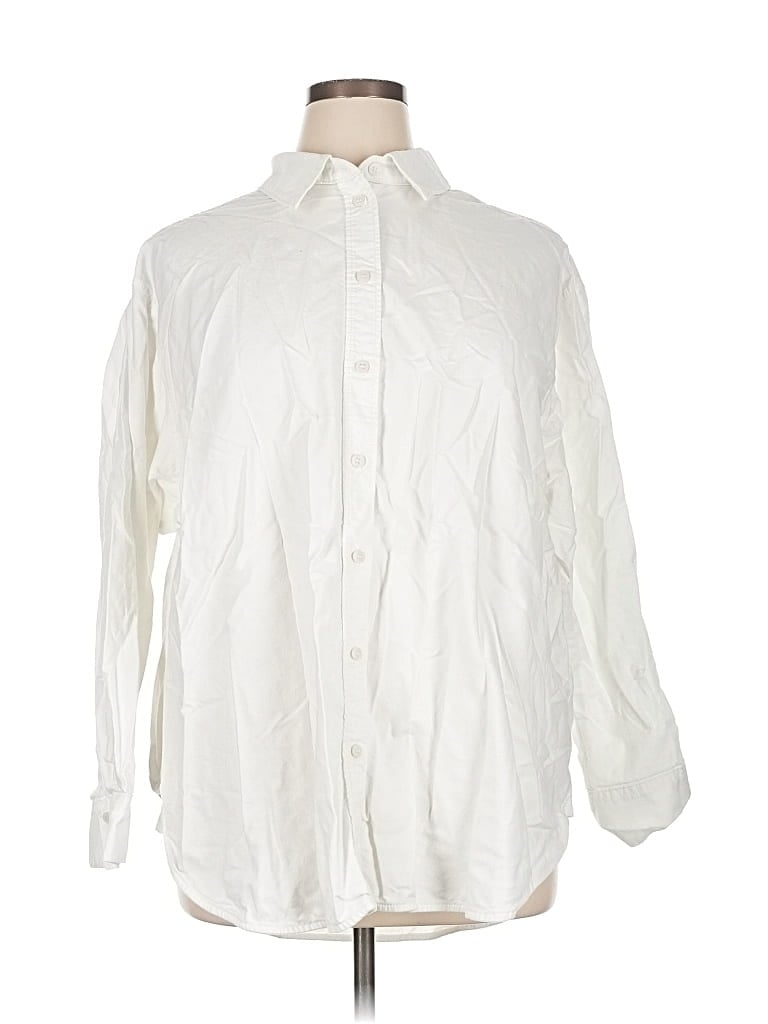 Pre-owned H&m Long Sleeve Button Down Shirt In White