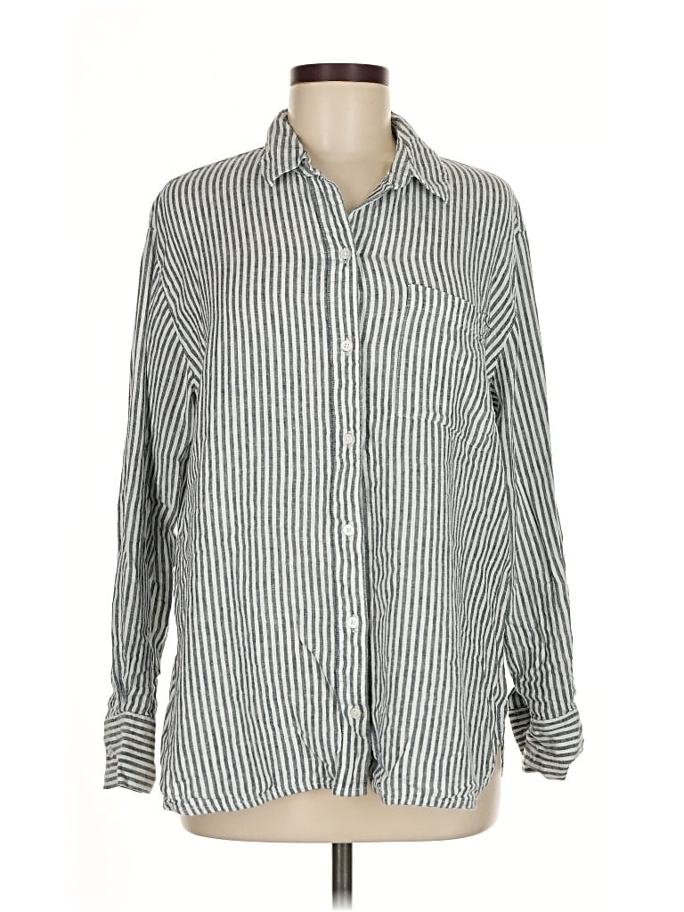 Pre-owned Old Navy Long Sleeve Button Down Shirt In Gray